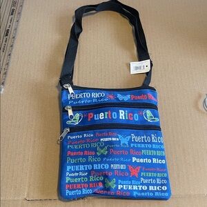 Puerto Rico Blue Crossbody Bag with Multiple Zippers
